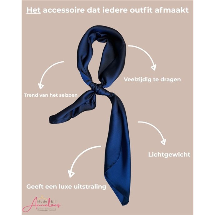 Dames sjaal korte hals sjaaltjes 534 marine  blauw effen